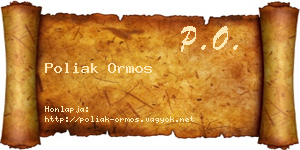 Poliak Ormos névjegykártya